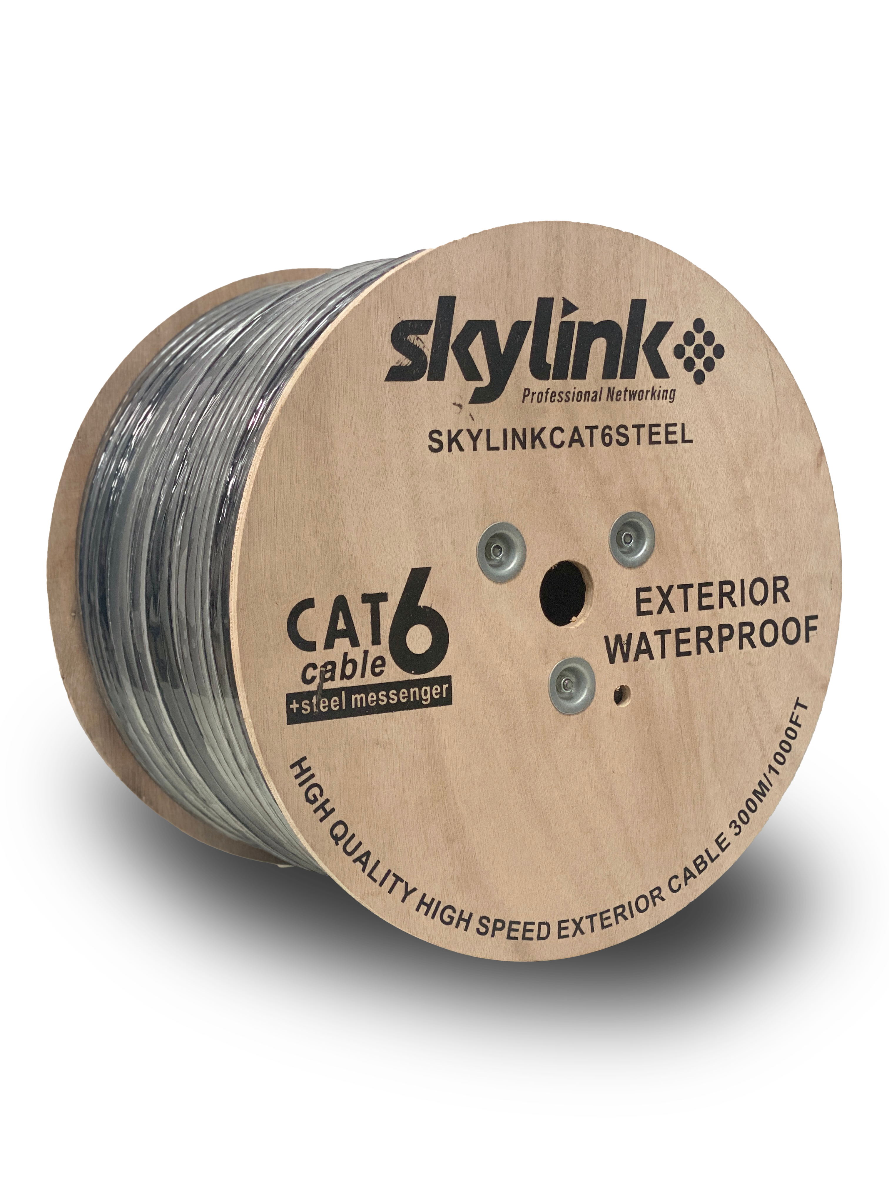 CABLE CAT6 100% COBRE SKYLINK UTP COLOR NEGRO 1000 PIES POR ROLLO, EXTERIOR, CERTIFICADO RoHS, CCE