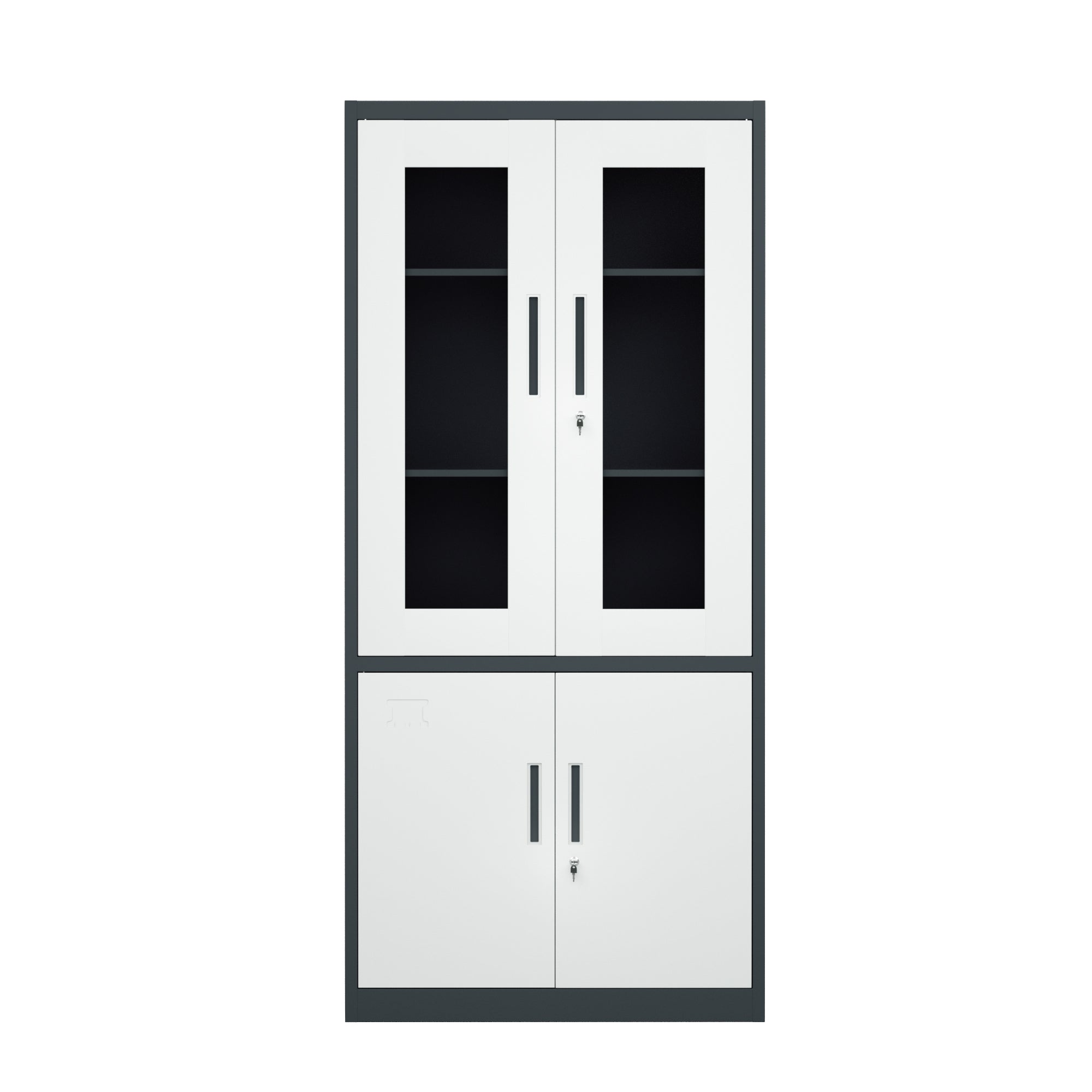 ARMARIO IOFFICE ARCHIVADOR 2 PUERTAS DE VIDRIO, ACERO,GRIS CLARO Y NEGRO, AJUSTABLES,185x90x40cm
