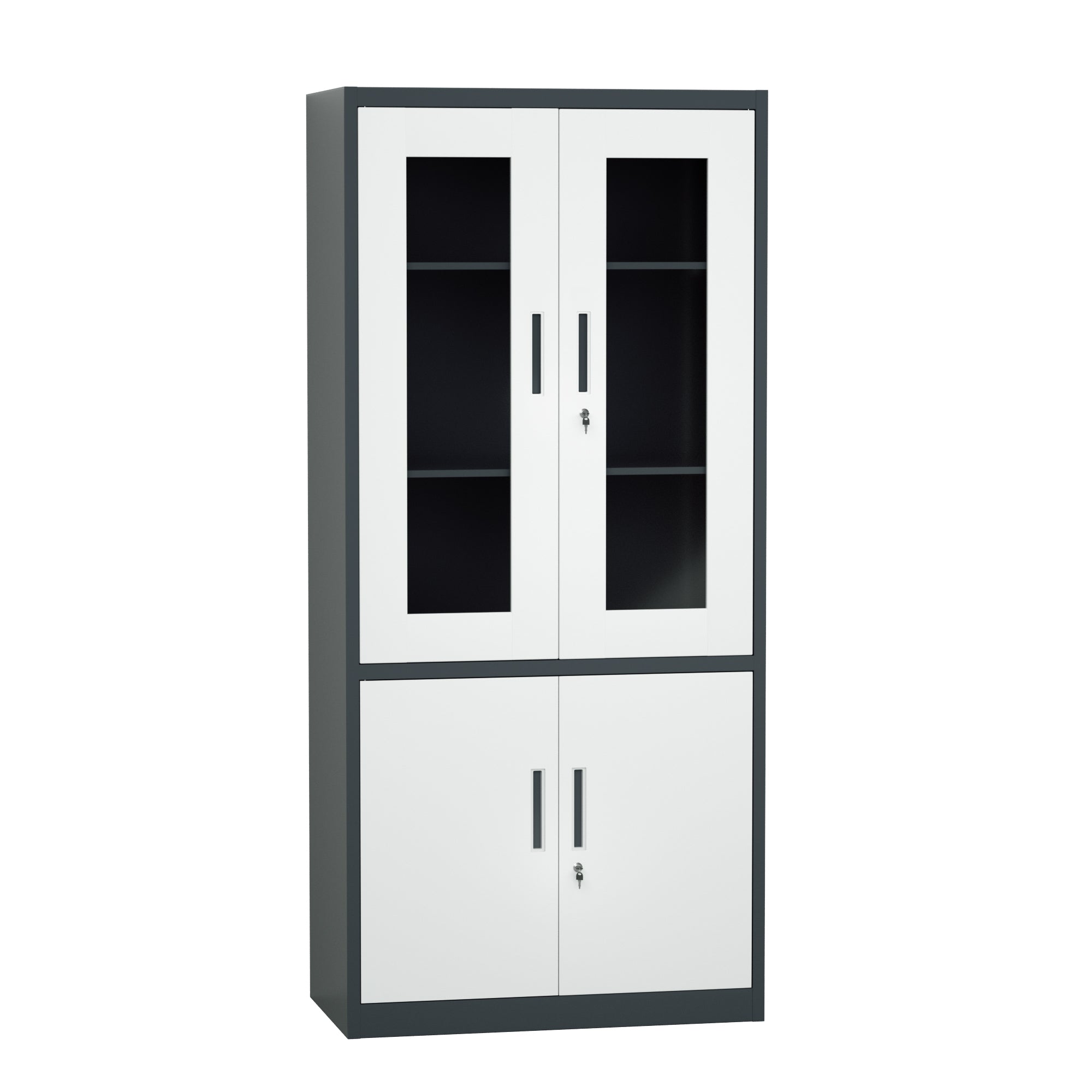 ARMARIO IOFFICE ARCHIVADOR 2 PUERTAS DE VIDRIO, ACERO,GRIS CLARO Y NEGRO, AJUSTABLES,185x90x40cm