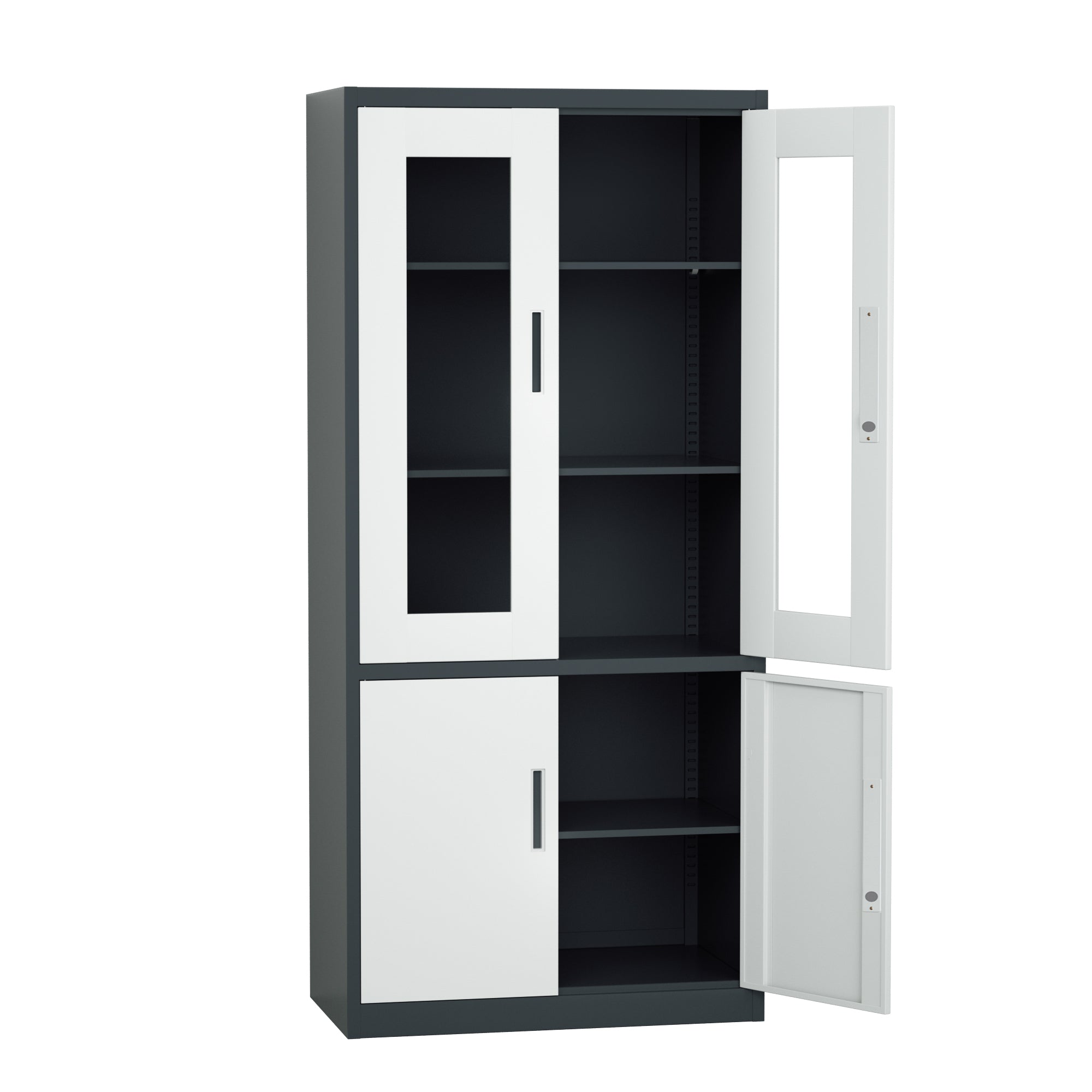 ARMARIO IOFFICE ARCHIVADOR 2 PUERTAS DE VIDRIO, ACERO,GRIS CLARO Y NEGRO, AJUSTABLES,185x90x40cm