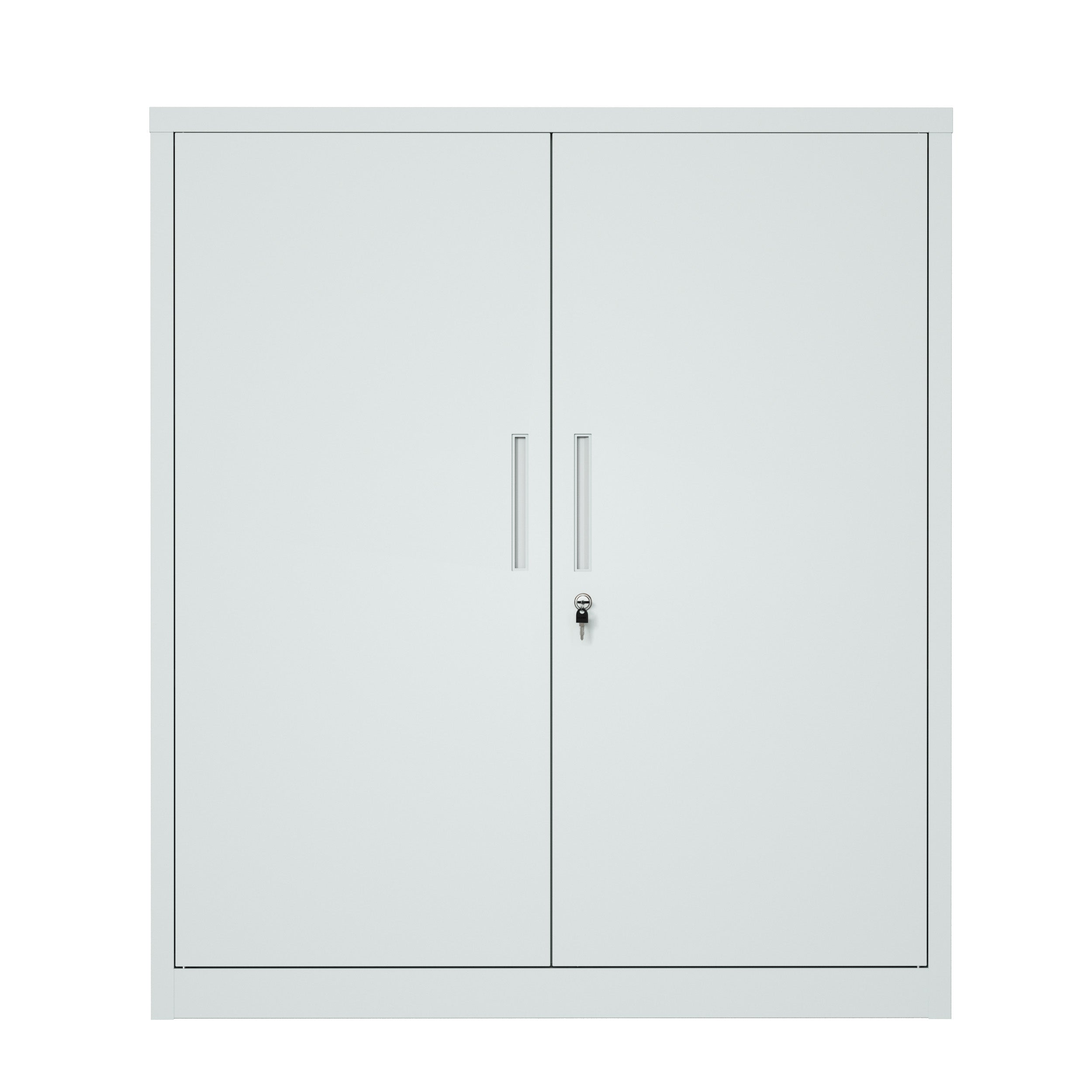 ARMARIO IOFFICE ARCHIVADOR DE 2 PUERTAS DE ACERO, 2 ESTANTES AJUSTABLE, GRIS CLARO, 90x90x40cm