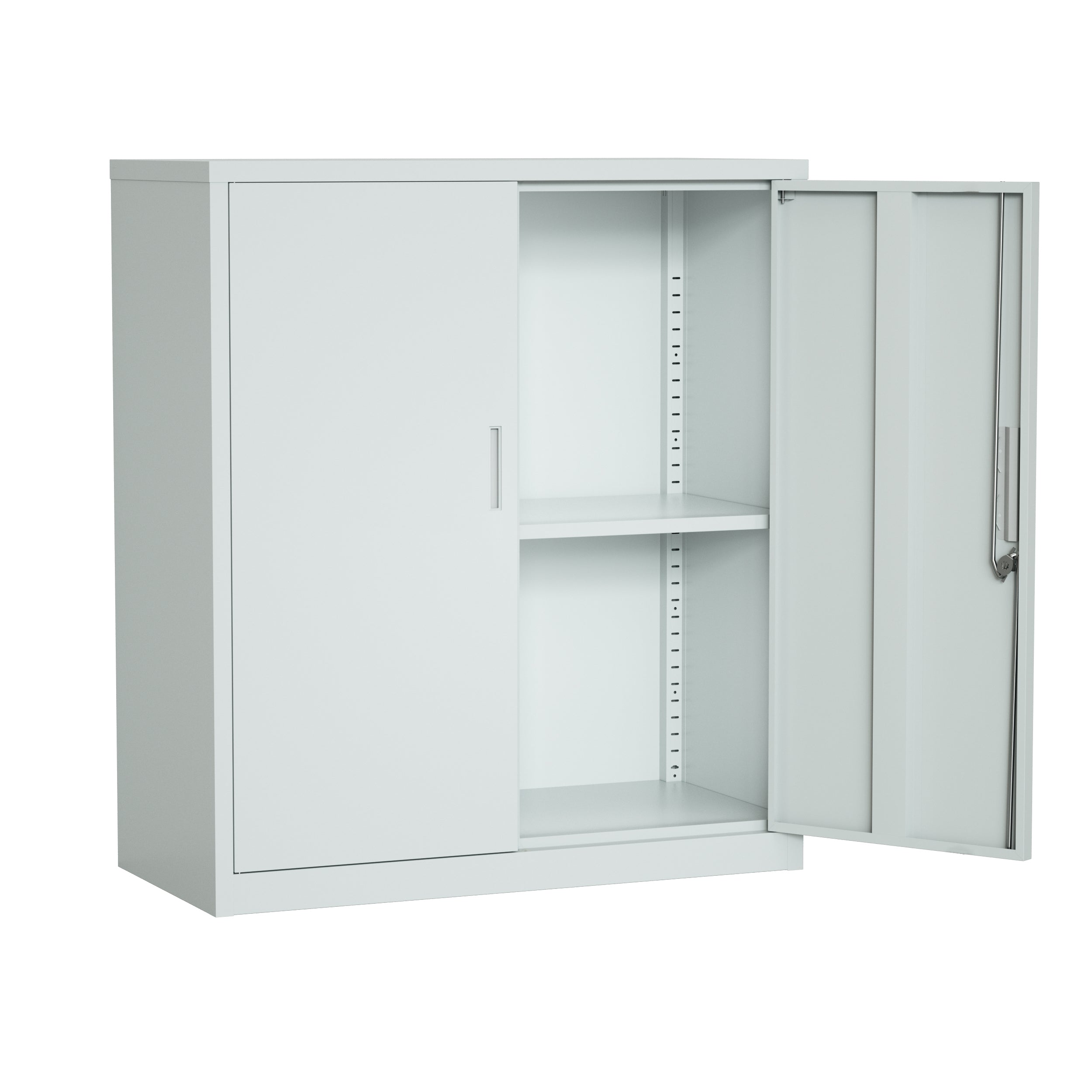 ARMARIO IOFFICE ARCHIVADOR DE 2 PUERTAS DE ACERO, 2 ESTANTES AJUSTABLE, GRIS CLARO, 90x90x40cm