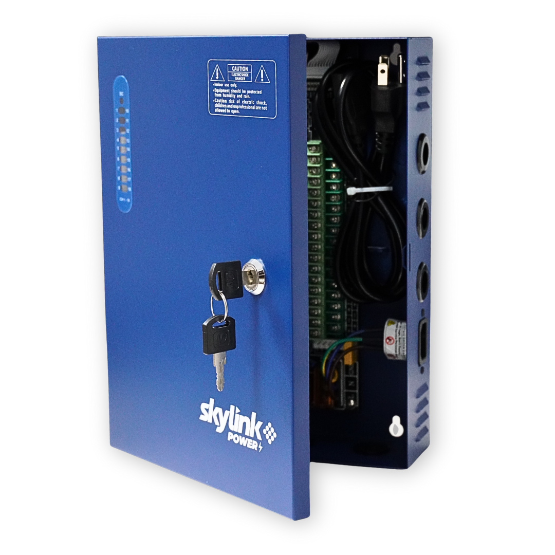 FUENTE DE PODER PARA CCTV DE 18 CANALES SKYLINK, 12VCC, 20 AMPERIOS, 100-240VCA, 50-60HZ