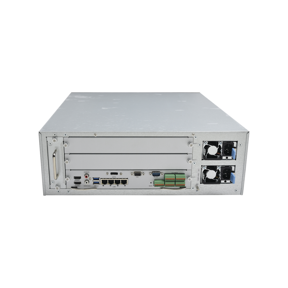 NVR Epcom de 12 MP, 128 canales IP + 16 Bahías de Disco Duro, Soporta RAID con Hot Swap, NVR de Alto Desempeño.