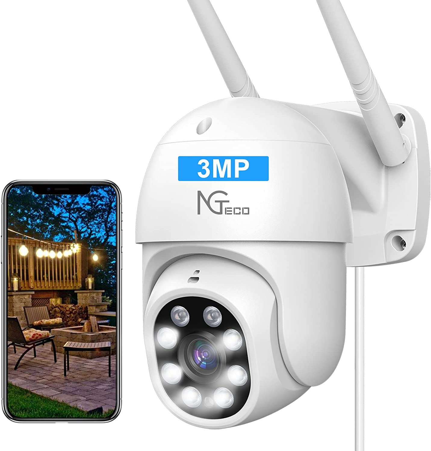 Cámara Zkteco IP Wifi 3MP para Exterior / Lente 3.6mm / Detección Humana / IR DE 5-20 Mts.