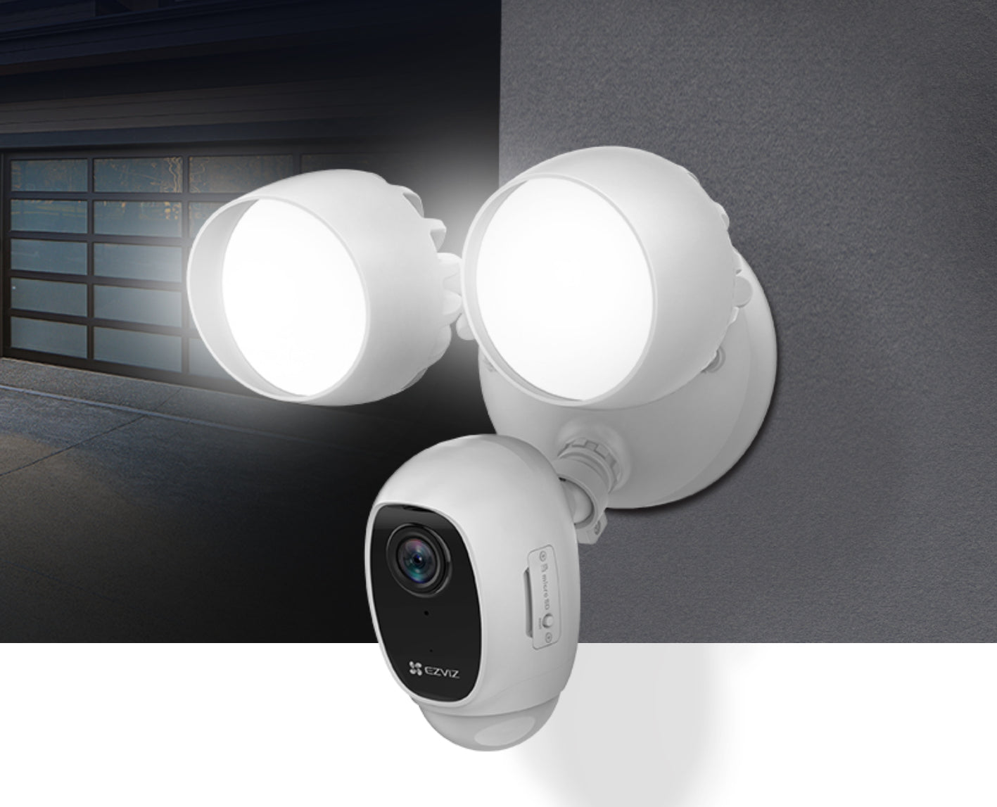 Cámara EZVIZ Wifi, 2MP con 2 Proyectores de luz, Exterior, Visión nocturna hasta 25 MTS IR.