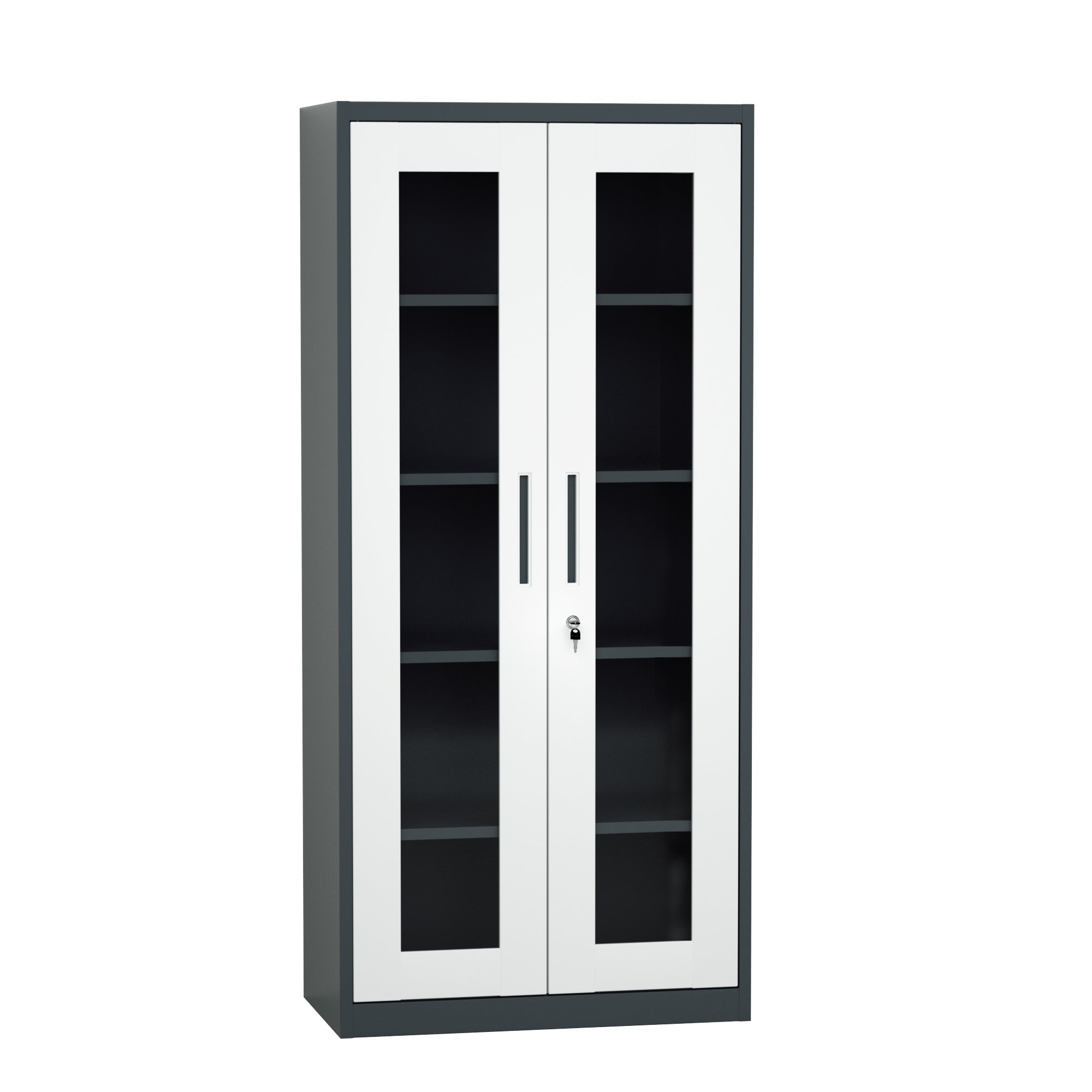 ARMARIO IOFFICE ARCHIVADOR 2 PUERTAS DE VIDRIO, ACERO,GRIS CLARO Y NEGRO, AJUSTABLES,185x90x40cm