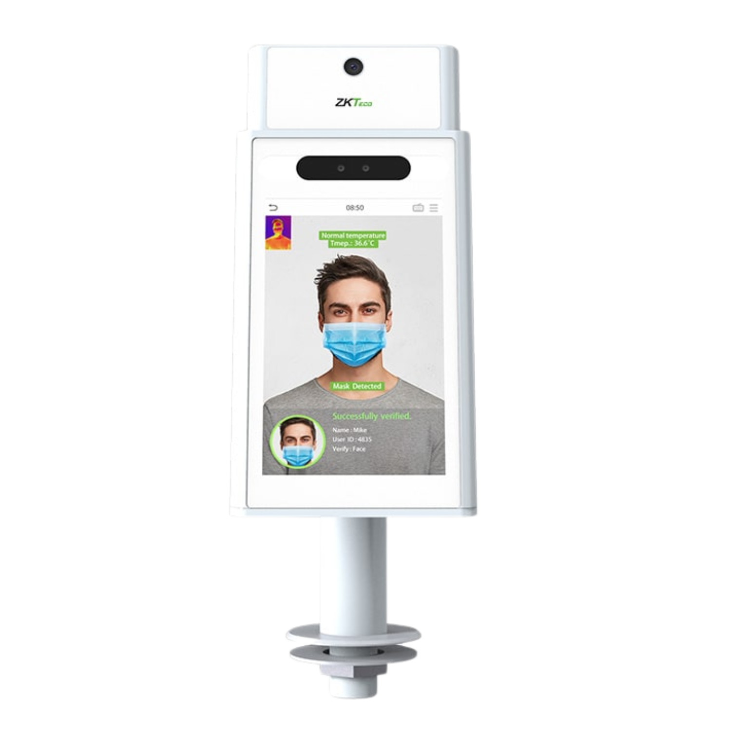 Terminal de Control de Acceso ZKTECO y Verificación Facial con Módulo Indicador de Temperatura