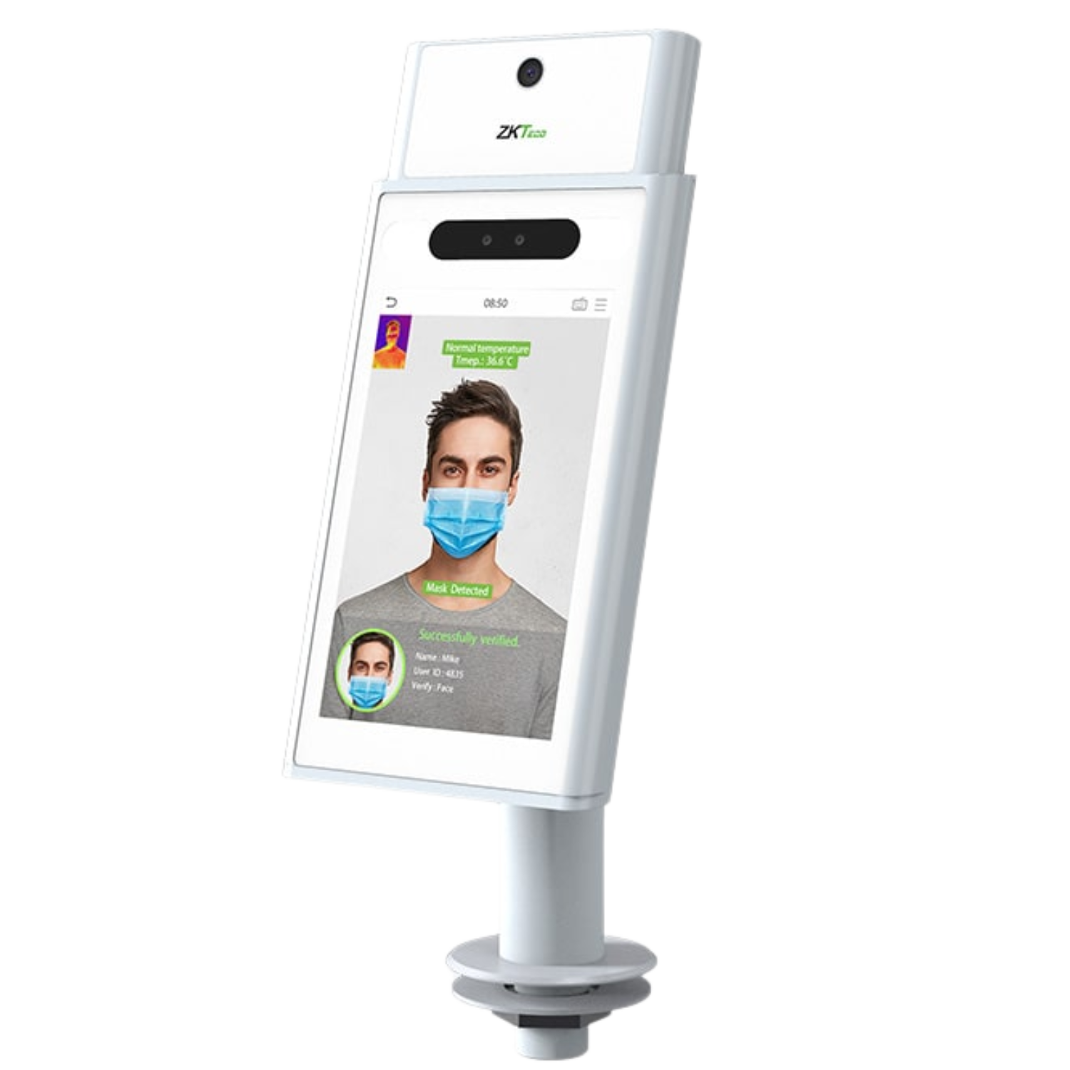 Terminal de Control de Acceso ZKTECO y Verificación Facial con Módulo Indicador de Temperatura