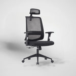 Silla SIT Ejecutiva, respaldo alto, ajustable, base cromada. Color Negro. Peso: 250Lbs.