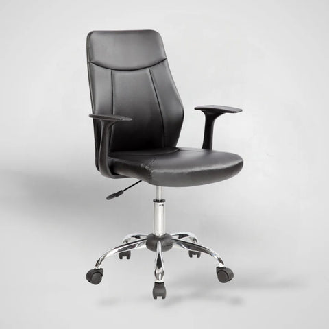 Silla SIT Ejecutiva, cuero sintético, asiento acolchonado. Color Negro. Peso: 250Lbs.