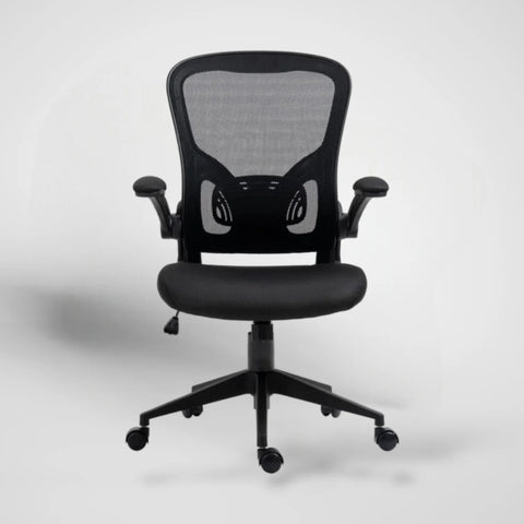 Silla SIT Ejecutiva, respaldar medio, superficie de nylon, reposabrazos ajustables. Color Negro. Peso: 200Lbs.