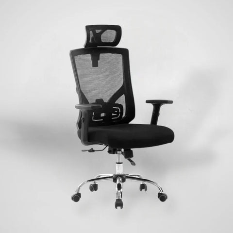 Silla SIT Ejecutiva, Respaldo alto, cojín lumbar, altura ajustable. Color Negro. Peso: 250Lbs.