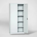 Armario Archivador de 2 puertas iOffice, Acero, Color gris claro, 4 Estantes Ajustables.