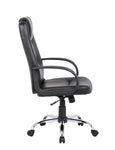 Silla SIT Gerencial, respaldar alto, piel sintética, base cromada. Color: Negro. Peso: 250Lbs.