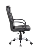 Silla SIT Gerencial, respaldar alto, piel sintética, base cromada. Color: Negro. Peso: 250Lbs.