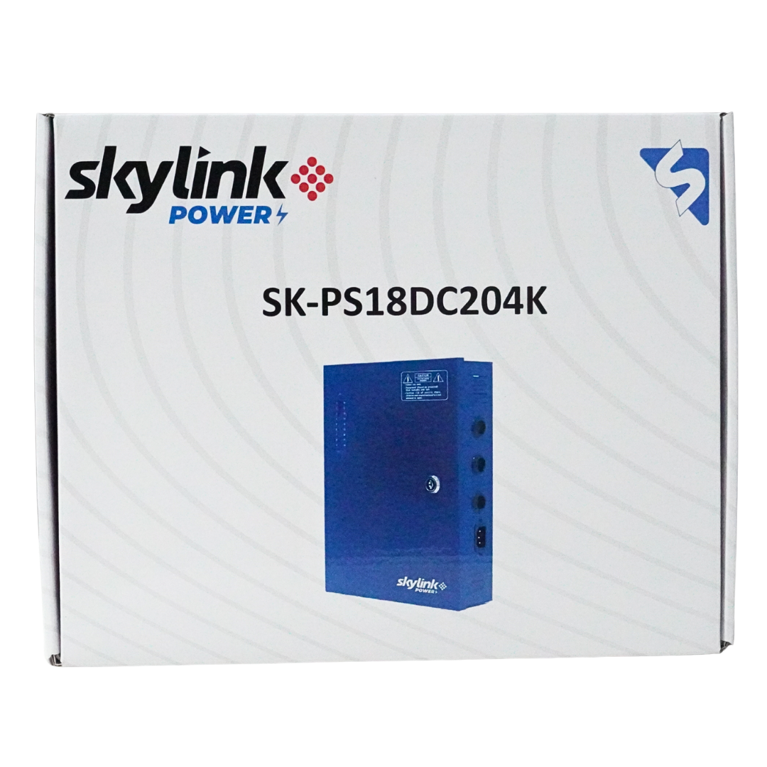 FUENTE DE PODER PARA CCTV DE 18 CANALES SKYLINK, 12VCC, 20 AMPERIOS, 100-240VCA, 50-60HZ