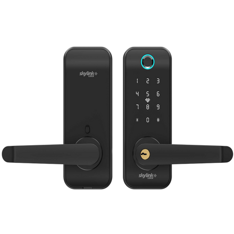 CERRADURA SKYLINK WIFI TUYA APP COLOR NEGRO HUELLA,TARJETA,CODIGO, LLAVE PESTILLO UNICO USO INTERIOR
