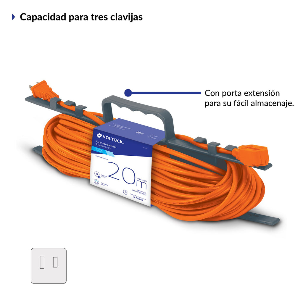 Extension Electrica de 20 mts Volteck / ER-20X16. – Skytek Honduras