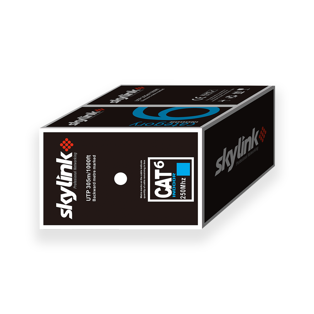 Cable UTP Cat6 Skylink, Color Azul, 1000 Pies por Rollo, Interior.